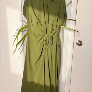Elegant Olive Green Wrap Dress